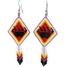 Load image into Gallery viewer, Bear Paw With Feather Dangle Earring