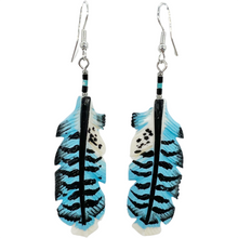 Load image into Gallery viewer, Carved Hawk Feather Bone Earring