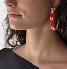 Load image into Gallery viewer, Feather Peyote Stitch Hoop Earrings 2CM-6CM