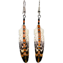 Load image into Gallery viewer, Painted Stem Bone Feather Earring