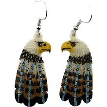 Load image into Gallery viewer, Bone Eagle With Feathers Earring