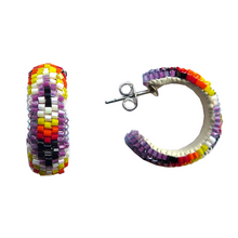 Load image into Gallery viewer, Feather Peyote Stitch Hoop Earrings 2CM-6CM