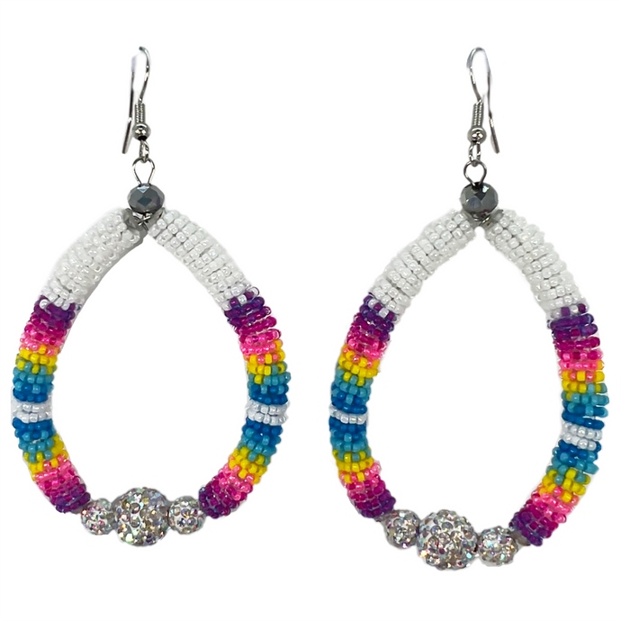 Rhinestone Bead Hoop Earring