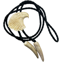 Load image into Gallery viewer, Carved Bone Animal Head Bolo Tie
