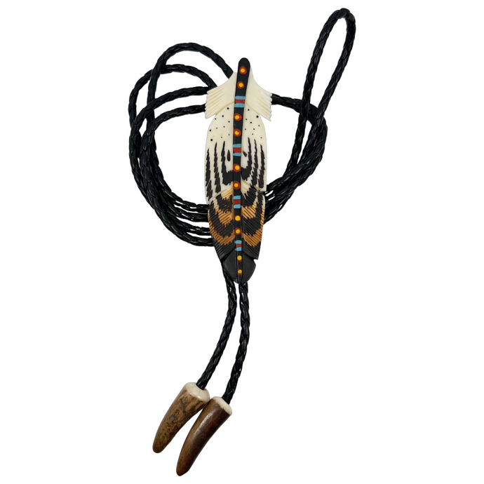 Painted Stem Feather Bolo Tie