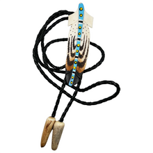 Load image into Gallery viewer, Painted Stem Feather Bolo Tie
