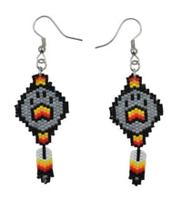 Load image into Gallery viewer, Wolf Paw Feather Dangle Earring
