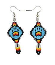 Load image into Gallery viewer, Wolf Paw Feather Dangle Earring
