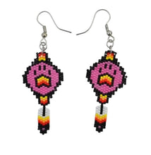Load image into Gallery viewer, Wolf Paw Feather Dangle Earring
