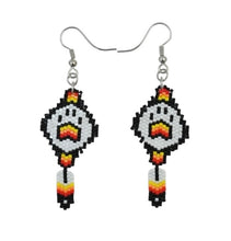 Load image into Gallery viewer, Wolf Paw Feather Dangle Earring
