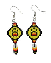 Load image into Gallery viewer, Wolf Paw Feather Dangle Earring
