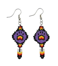 Load image into Gallery viewer, Wolf Paw Feather Dangle Earring
