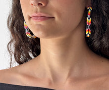 Load image into Gallery viewer, Feather Peyote Stitch Hoop Earrings 2CM-6CM
