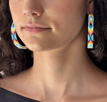 Load image into Gallery viewer, Feather Peyote Stitch Hoop Earrings 2CM-6CM
