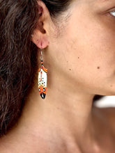 Load image into Gallery viewer, Hand Carved Spotted Colourful Feather Earring
