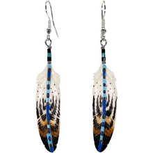 Load image into Gallery viewer, Painted Stem Bone Feather Earring
