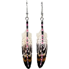 Load image into Gallery viewer, Painted Stem Bone Feather Earring
