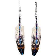 Load image into Gallery viewer, Painted Stem Bone Feather Earring
