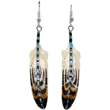 Load image into Gallery viewer, Painted Stem Bone Feather Earring
