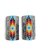 Load image into Gallery viewer, Stamped Inlay Beaded Stud Earrings
