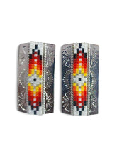 Load image into Gallery viewer, Stamped Inlay Beaded Stud Earrings
