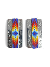 Load image into Gallery viewer, Stamped Inlay Beaded Stud Earrings

