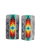 Load image into Gallery viewer, Stamped Inlay Beaded Stud Earrings
