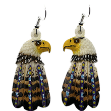 Load image into Gallery viewer, Bone Eagle With Feathers Earring

