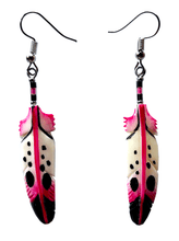 Load image into Gallery viewer, Colourful Bone Feather Earring
