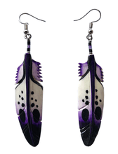 Load image into Gallery viewer, Colourful Bone Feather Earring
