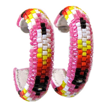 Load image into Gallery viewer, Feather Peyote Stitch Hoop Earrings 2CM-6CM
