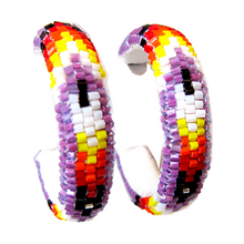 Load image into Gallery viewer, Feather Peyote Stitch Hoop Earrings 2CM-6CM
