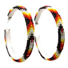 Load image into Gallery viewer, Feather Peyote Stitch Hoop Earrings 2CM-6CM

