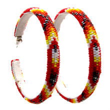 Load image into Gallery viewer, Feather Peyote Stitch Hoop Earrings 2CM-6CM
